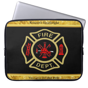 Brandabteilung Logo Gold und Abzeichen Laptopschutzhülle