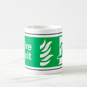 Brandausfahrt Sicherheitszeichen Evakuierung Kaffeetasse
