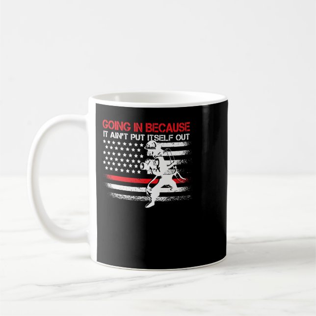 Brandbekämpfer US-amerikanische Flagge dünne rote  Kaffeetasse (Links)