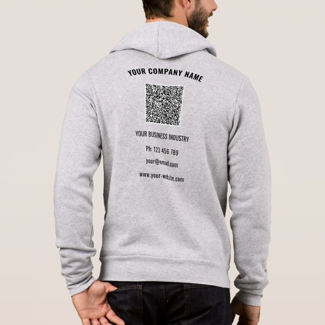 Branded Logo Text QR Code Business Hoodie Template (Rückseite)