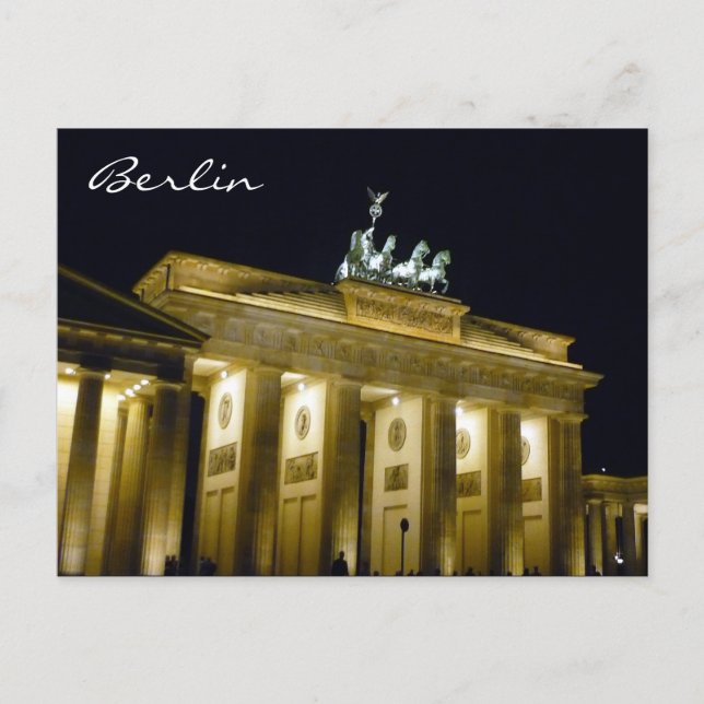 Brandenburger Nachtberlin Postkarte (Vorderseite)