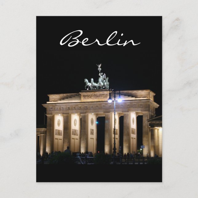Brandenburger Nachtberlin Postkarte (Vorderseite)