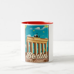 Brandenburger Tor, Berlin Cartoon Reiseplakat Zweifarbige Tasse