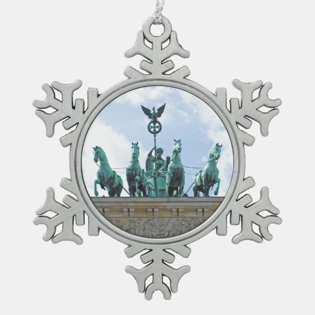 Brandenburger Tor - Brandenburger Felsen Schneeflocken Zinn-Ornament (Vorderseite)