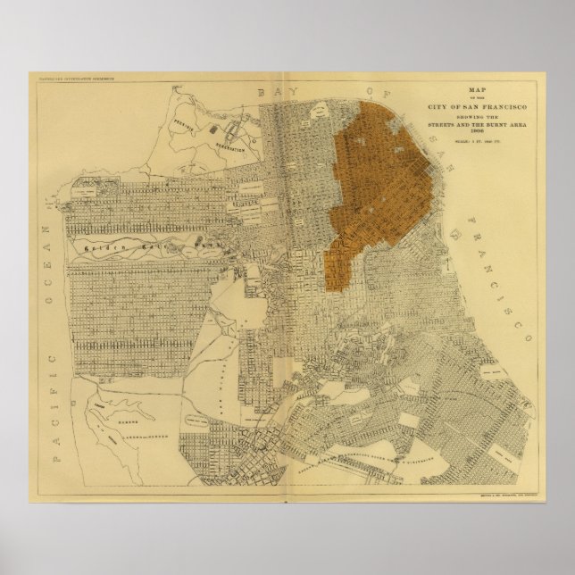 Brandgebiet von San Francisco, 1906 Poster (Vorne)