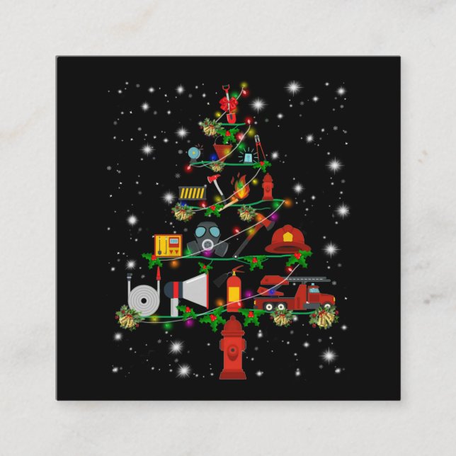 Brandgeschenk | Frohe Weihnachts-Feuerwehrspass Quadratische Visitenkarte (Vorderseite)