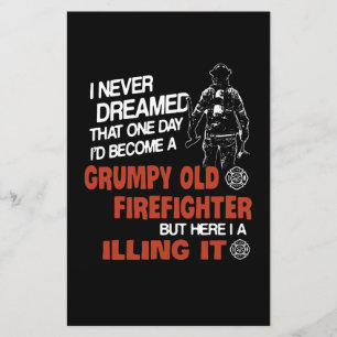 Brandgeschenk Grumpiger alter Feuerwehrmann Briefpapier
