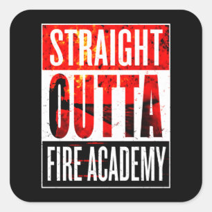 Brandgeschenk Straight Outight Feuerwehrmann Quadratischer Aufkleber