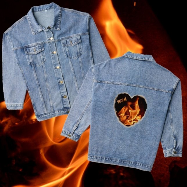 Brandherz auf Feuer Fotografisch Flammen Jeansjacke (Von Creator hochgeladen)