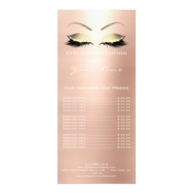 Branding-Preisliste Lashes Werbekarte (Hinten)