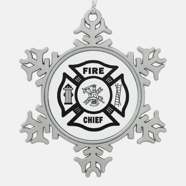 Brandmeister Schneeflocken Zinn-Ornament (Vorderseite)