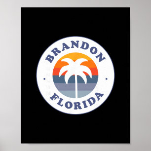 Brandon Florida Fl Retro Sonnenuntergang Palme Sou Poster