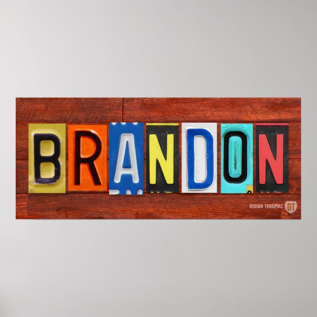 BRANDON Licence Plaque Lettre Nom affiche (Devant)