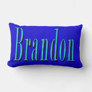 Brandon Name Blaues Logo, Auf Blauem Mosaik Lendenkissen