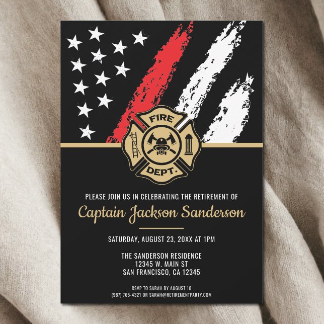 Brandschutzabteilung der Red Line Einladung (Red Line Fire Department Firefighter Retirement Invitation)
