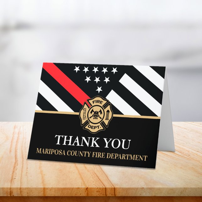 Brandschutzabteilung - Erste Reaktion Dankeskarte (Firefighter Fire Department Flag First Responder Thank You Card)