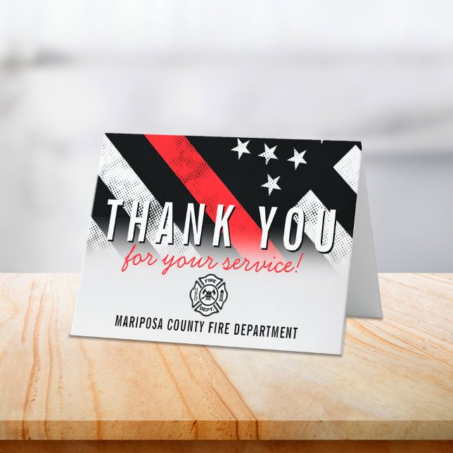 Brandschutzabteilung - Erste Reaktion Dankeskarte (Firefighter Fire Department Flag First Responder Thank You Card)
