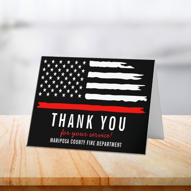 Brandschutzabteilung - Erste Reaktion Dankeskarte (Firefighter Fire Department Flag First Responder Thank You Card)