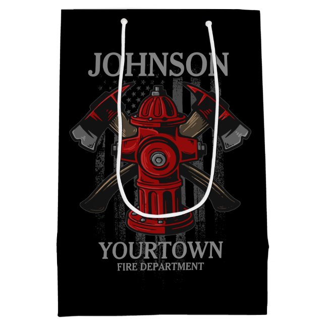Brandschutzbehörde Hydrant USA Flag Mittlere Geschenktüte (Rückseite)