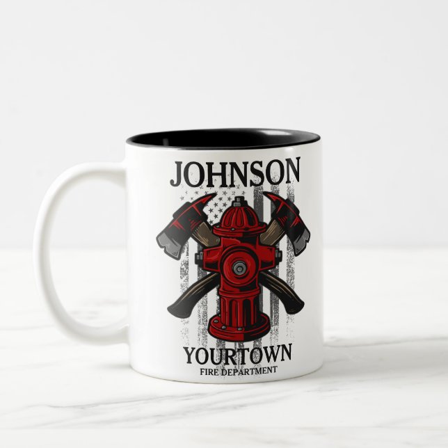Brandschutzbehörde Hydrant USA Flag Zweifarbige Tasse (Links)