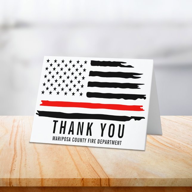 Brandschutzfahne Erste Brandschutzabteilung Dankeskarte (Firefighter Flag First Responder Fire Department Thank You Card)