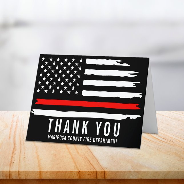 Brandschutzfahne Erste Brandschutzabteilung Dankeskarte (Firefighter Flag First Responder Fire Department Thank You Card)