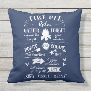 Brandschutzvorschriften Navy Blue und White Person Kissen