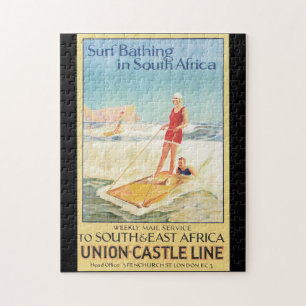 Brandung, die im Vintagen Reise-Plakat Südafrikas