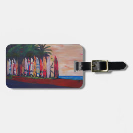 Brandungs-Brett-Zaun-Wand an der Küste Gepäckanhänger