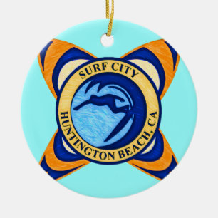 Brandungs-Stadt, Huntington Beach, CA Keramikornament