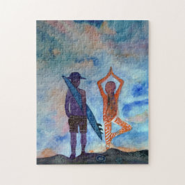 Brandungs-Yoga-Malerei-Kunst-Foto-Puzzlespiel mit
