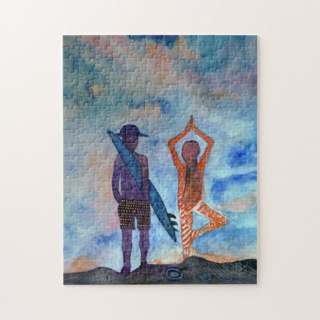 Brandungs-Yoga-Malerei-Kunst-Foto-Puzzlespiel mit (Vertikal)