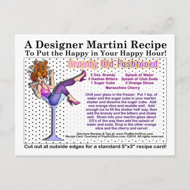 Brandy Alt modische Martini Rezept Postkarte (Vorderseite)