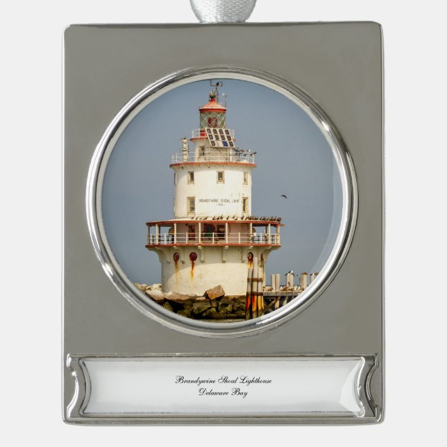 Brandywine Shoal Lighthouse Banner-Ornament Silber (Vorderseite)