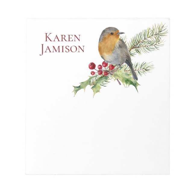 Brandzweig, Holly Berries, Holly Blätter, Vogel Notizblock (Vorderseite)
