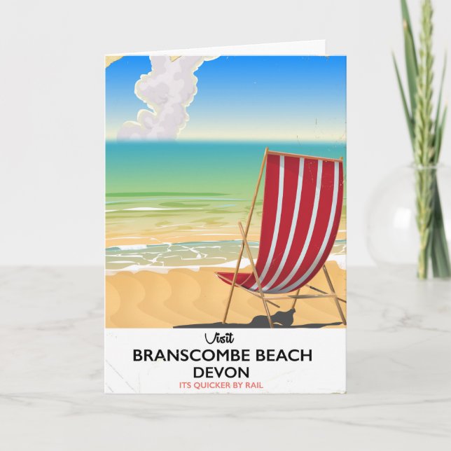Branscombe Beach Devon Vintages Plakat am Meer Feiertagskarte (Vorderseite)