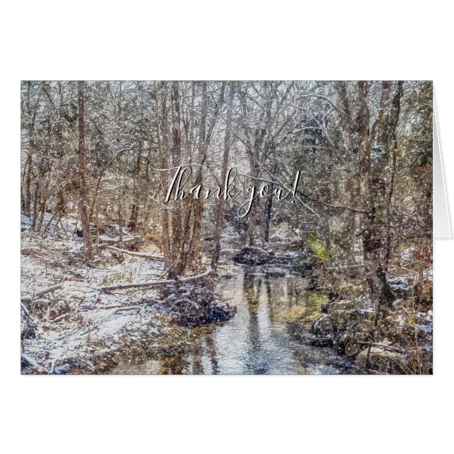 Branson Fall Creek Winter Schnee Danke Karte (Vorderseite (Horizontal))