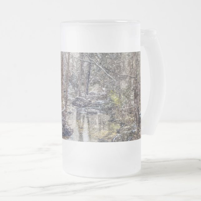 Branson Fall Creek Winter Snow Painterly Mattiert  Mattglas Bierglas (VorderseiteRechts)