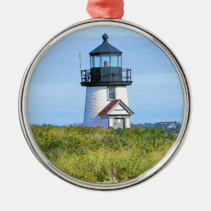 Brant-Punkt-Leuchtturm Vintages Nantucket Silbernes Ornament