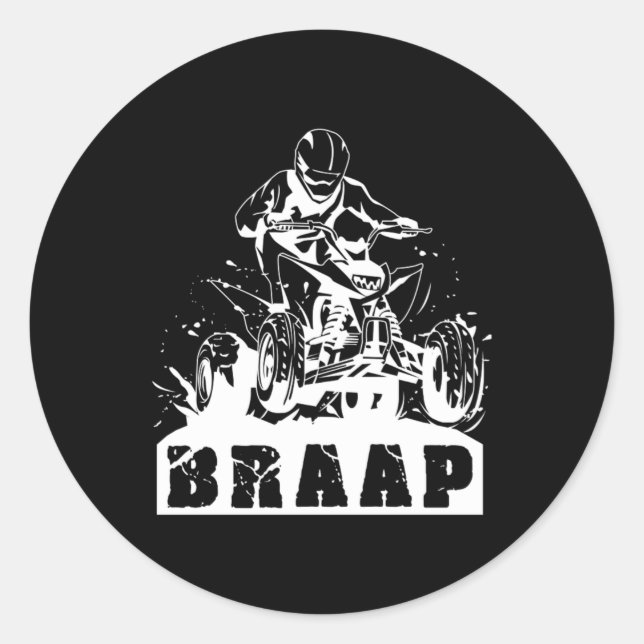 Brap Quad Racing Extreme Sports ATV Rider Geschenk Runder Aufkleber (Vorderseite)