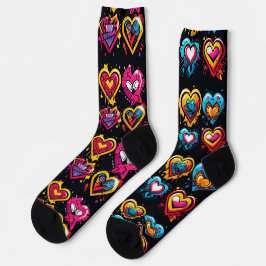 Brash Punk Herzen in lebhaften Farben Socken