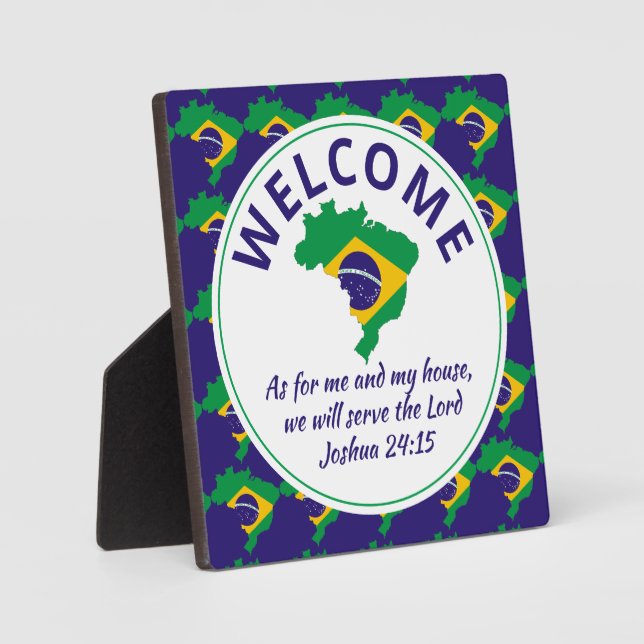 BRASIIL Flag Christlich Willkommen BRASIL Fotoplatte (Vorderseite)