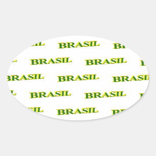 Brasil 3D Ovaler Aufkleber