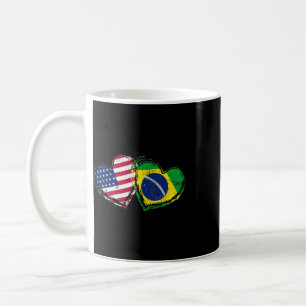 Brasil Amerikanische Flagge Herz Brasilianisch Ame Kaffeetasse