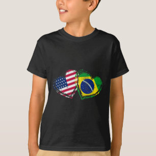 Brasil Amerikanische Flagge Herz Brasilianisch Ame T-Shirt