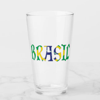 Brasil auf Portugiesisch in Flaggenfarben Glas