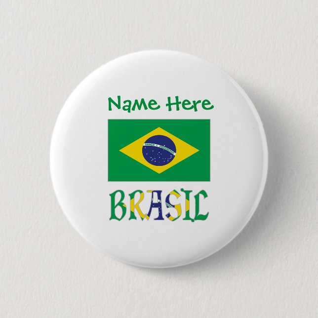 Brasil Bandera do Brasil Green Personalisiert Button (Vorderseite)