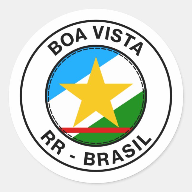 Brasil Boa Vista Roraima Bandeira Stamp Runder Aufkleber (Vorderseite)