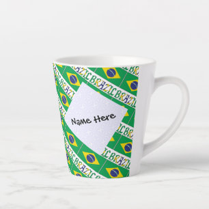 Brasil Brasilien Flagge gekachelt Personalisiert  Milchtasse