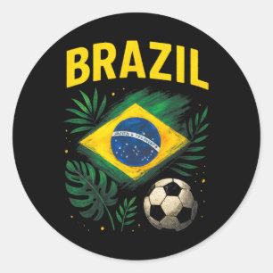 Brasil Brasilische Flagge Brasil Fußball Footbyll  Runder Aufkleber